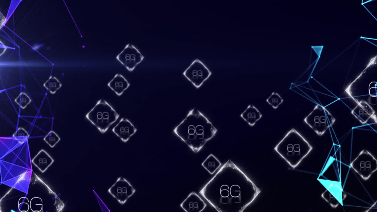 animación de texto 6g a través de una red de conexiones