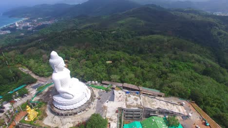 aerial view the beautify big buddha in phuket island