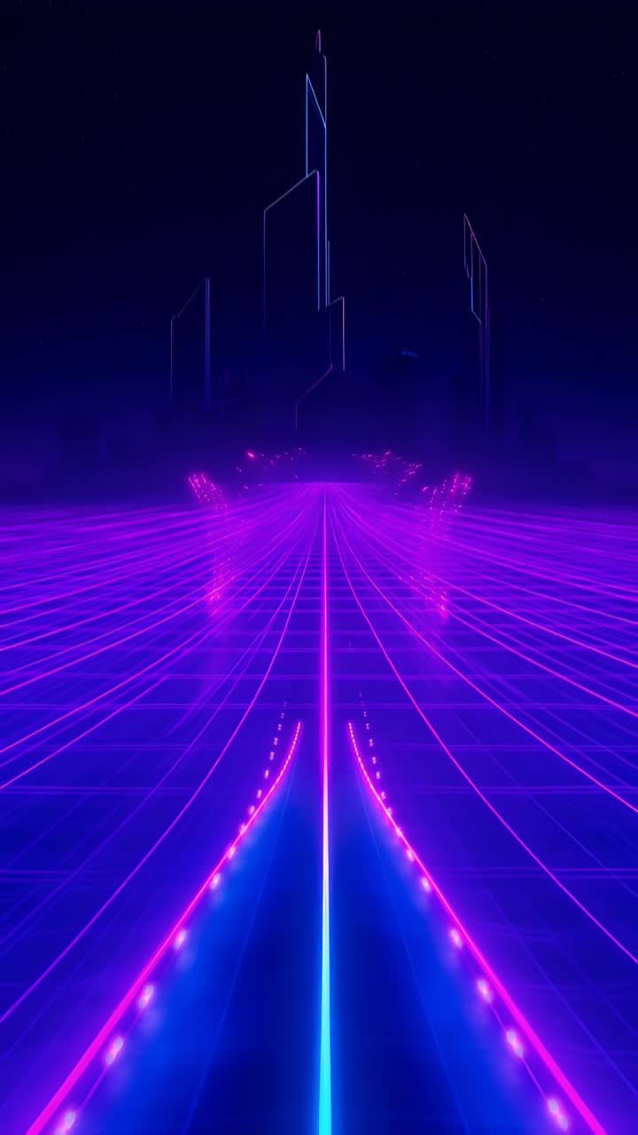 Retro-futuristico Sci-Fi Retrowave Griglia Neon 4K