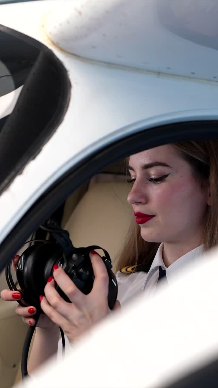Female Pilot in Airplane Cockpit