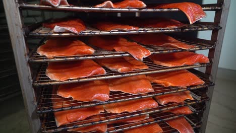 marinated raw salmon fish fillets smoked and stacked norwegian