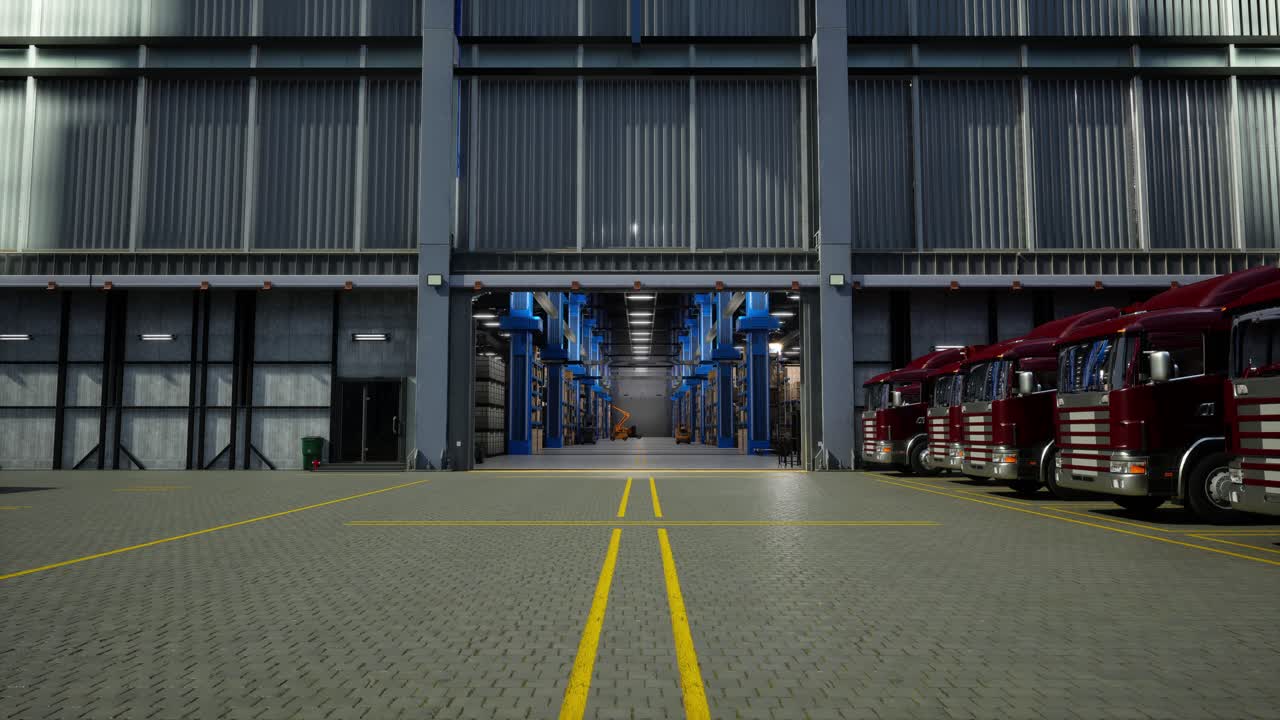 Truck In Front Of An Industrial Logistics Building