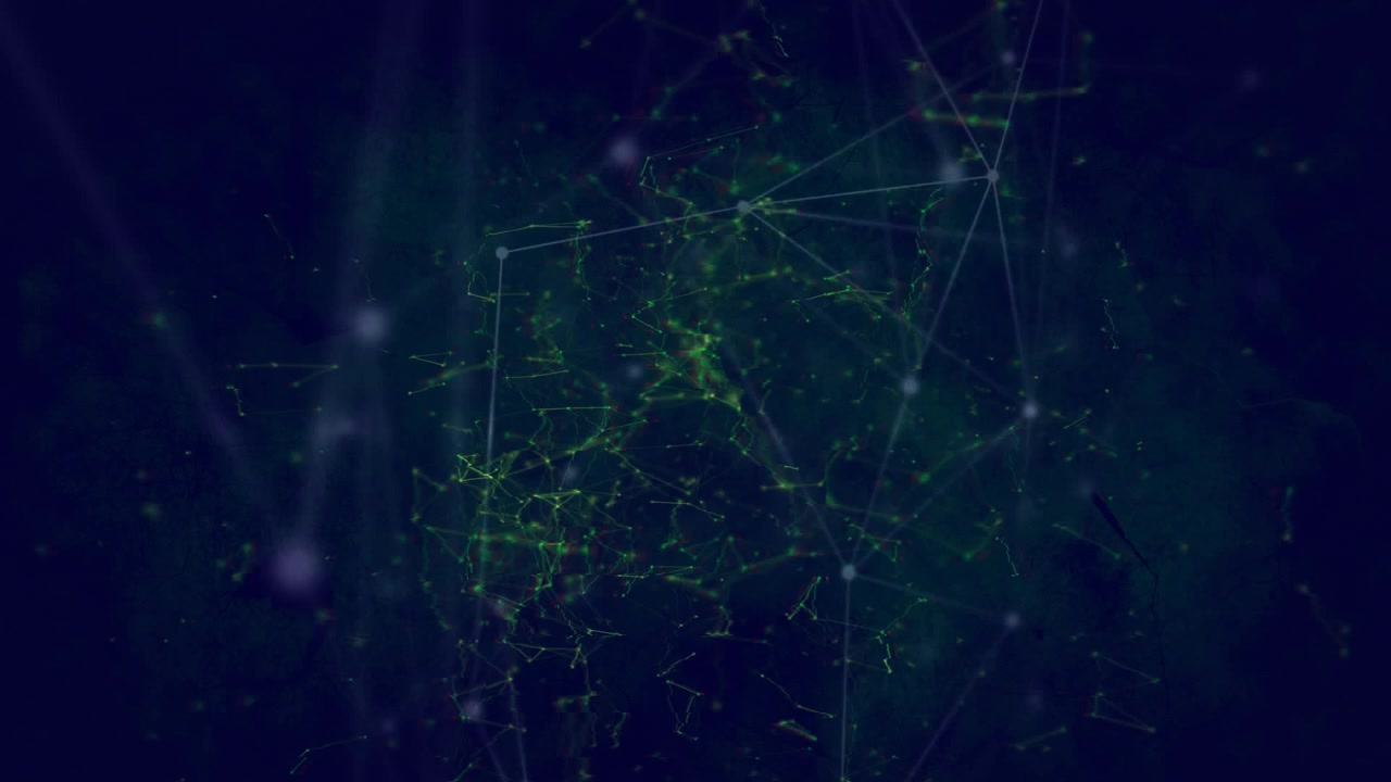 Animation of networks of connections on black background
