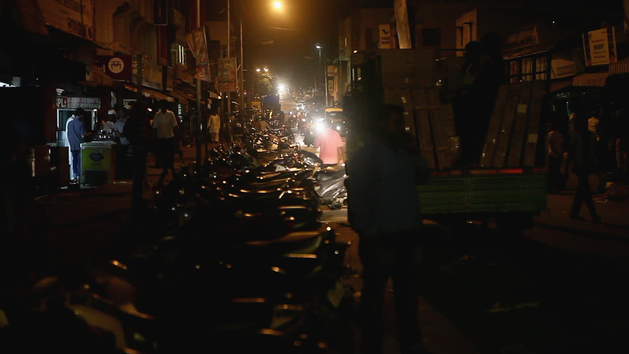 Night Street Scene in India
