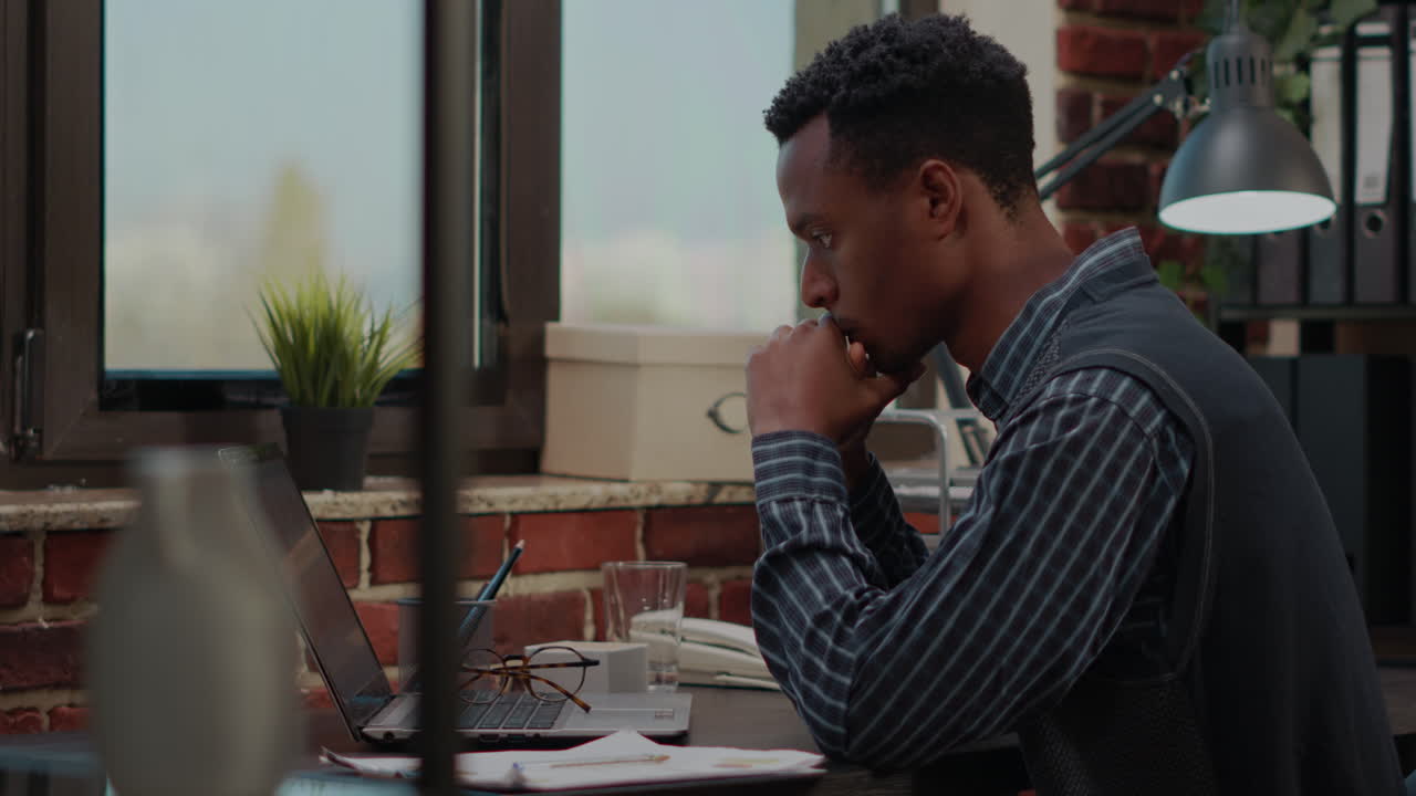 Frustrated person failing to do executive project before work deadline