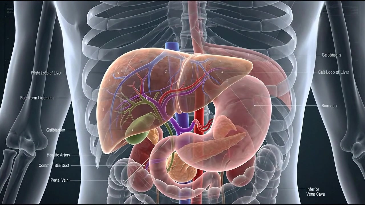 3D human stomach organ model with highlighted gastric section
