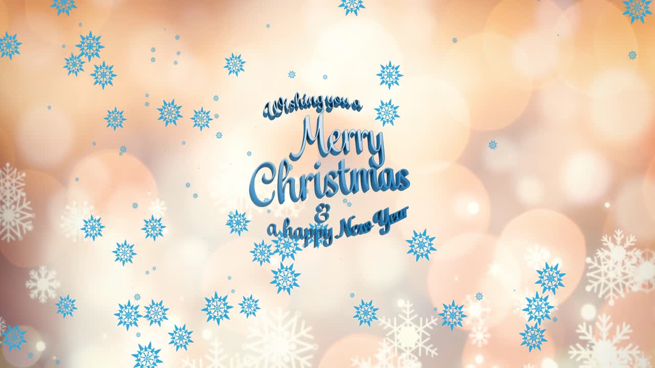 降る雪の上のメリークリスマステキストのアニメーション