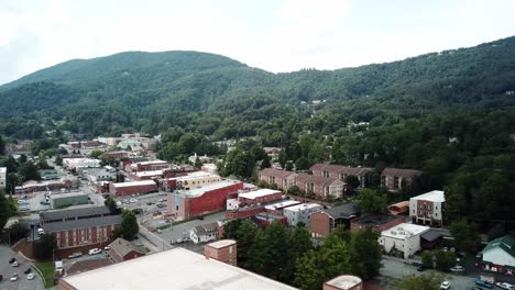 aerial panning the town of boone in boone nc