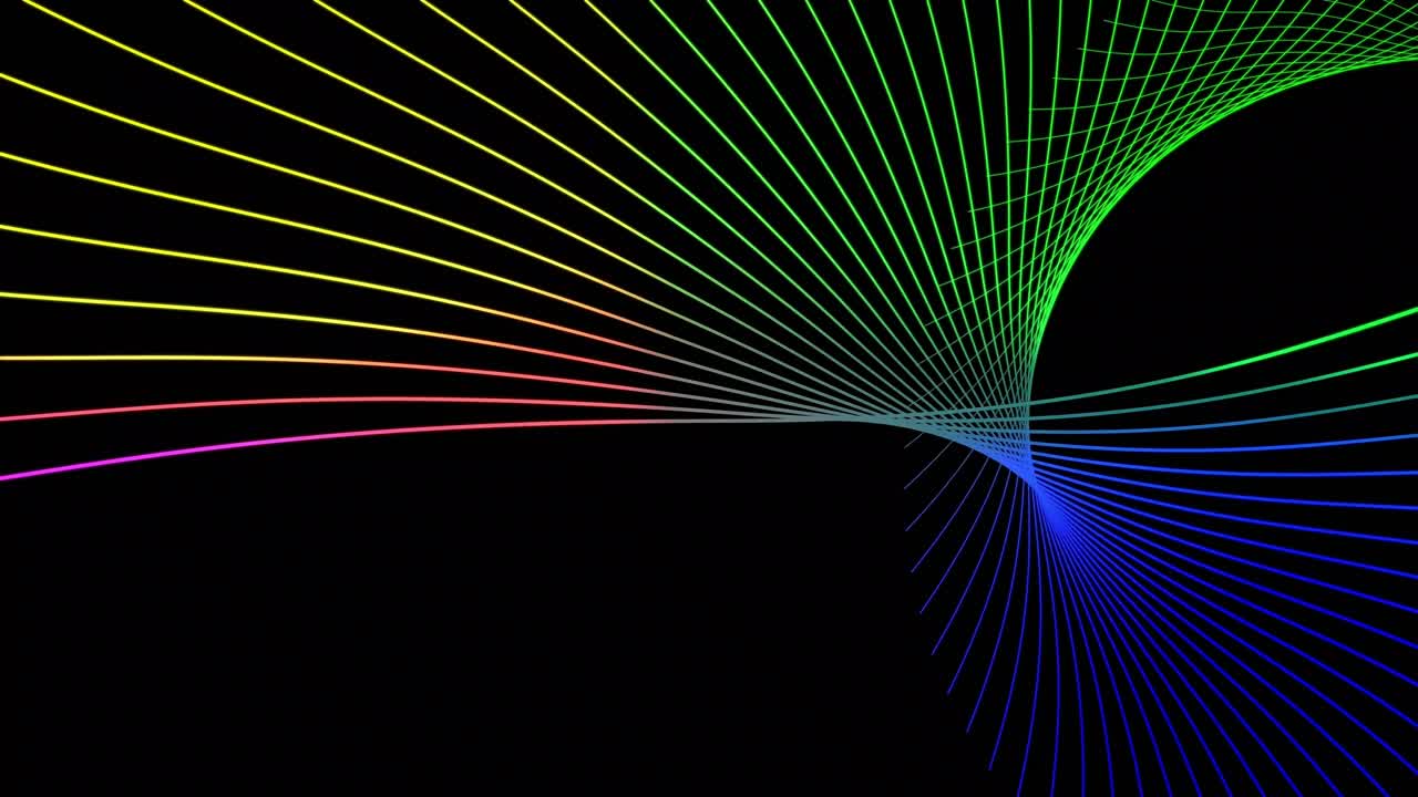 Linee astratte arcobaleno fluide su sfondo nero