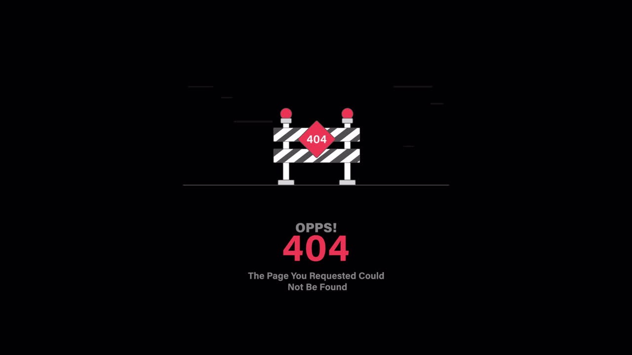 Animated 404 Error Page Not Found Message