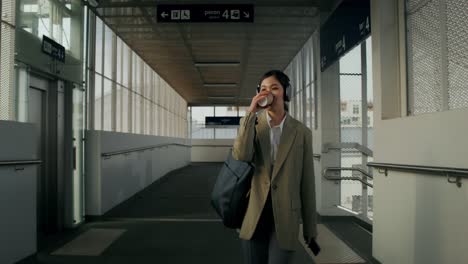 woman at train station