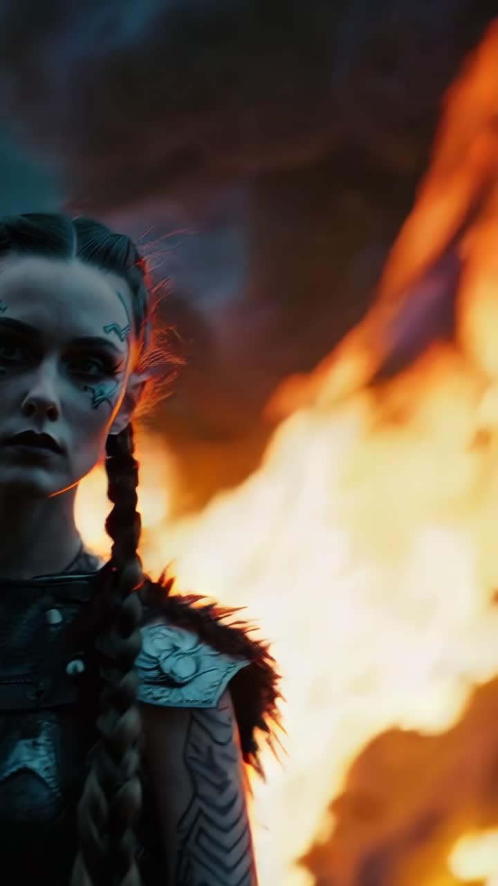 feroz guerrero vikingo por el fuego