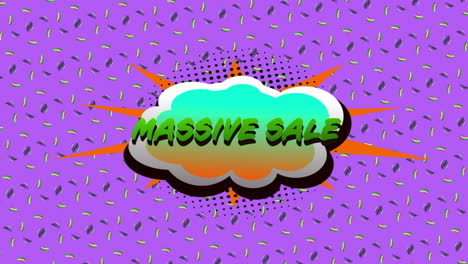 Animation-of-massive-sale-text-over-retro-vibrant-pattern-background