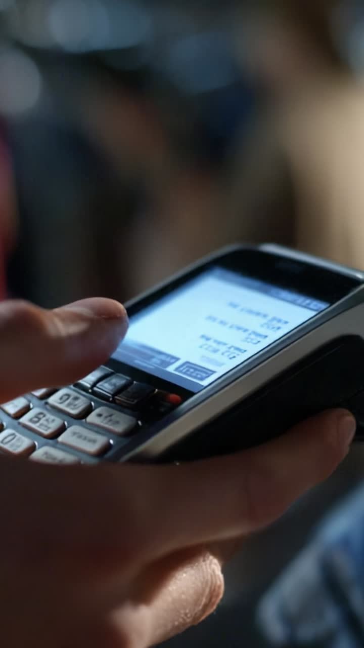 Close-up of a person using a mobile device to send a text message, showcasing the screen with texts and a hand gripping the phone prominently in focus