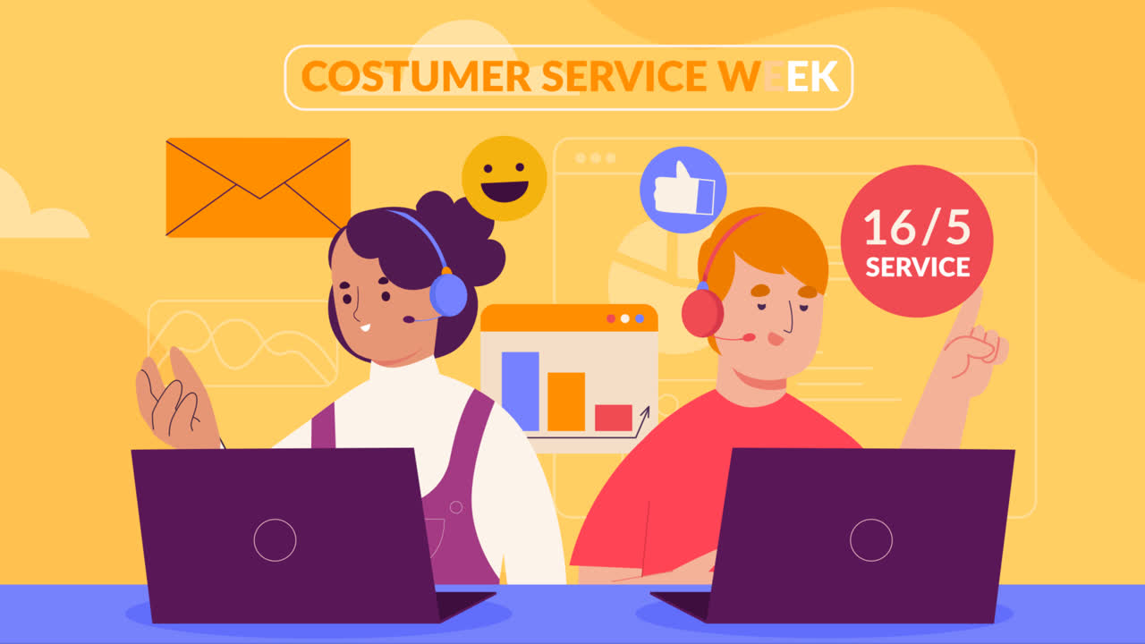 평평한 고객 서비스 주 일러스트레이션의 애니메이션