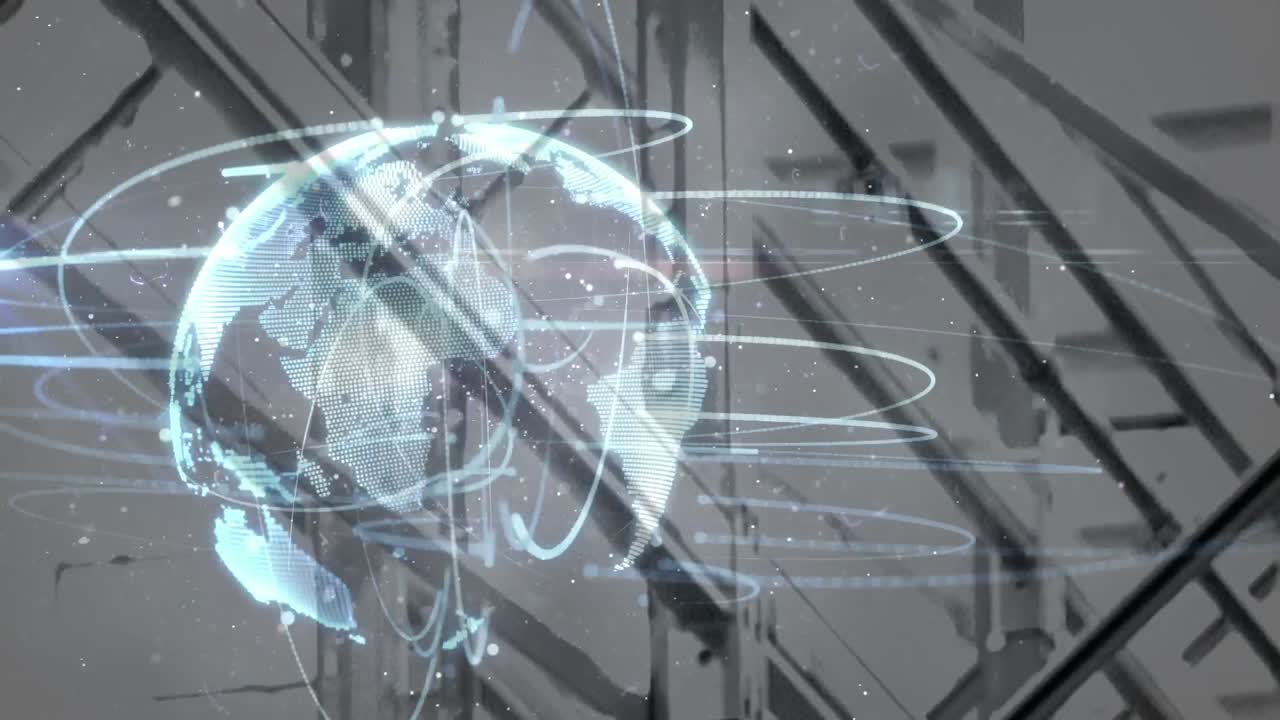 Animation of networks of connections over industrial interiors