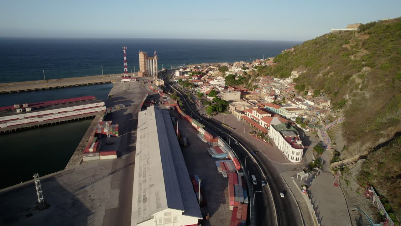Casa guipuzcoana, a historic port city building in la guaira, aerial view