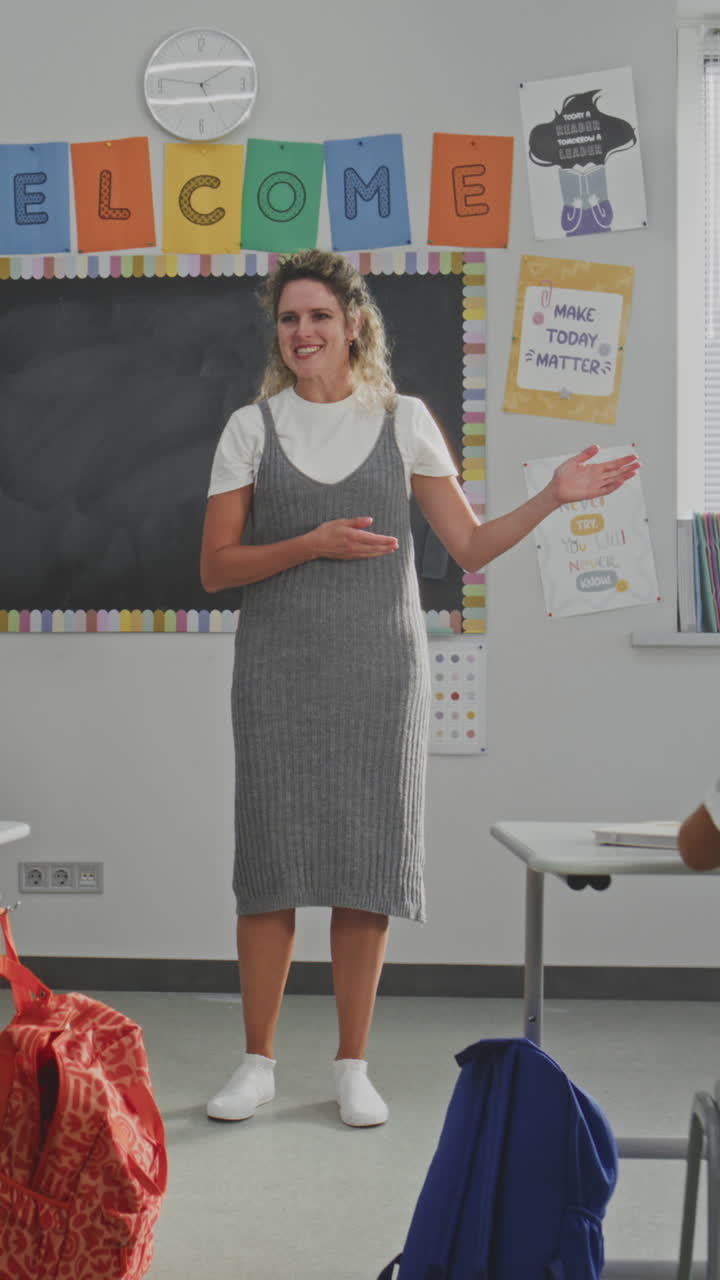 Teacher Inviting Construction Worker Man Speaking to Curious Students About Work on Construction