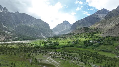 lush basho valley, skardu, pakistan aerial view