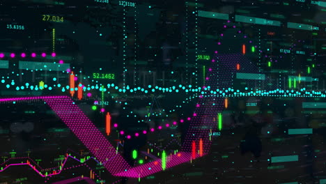 animación de gráficos estadísticos y procesamiento de datos sobre fondo negro