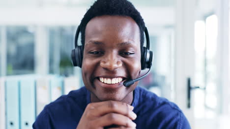 black man, callcenter and portrait