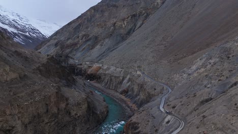 mountain valley road in the himalayas
