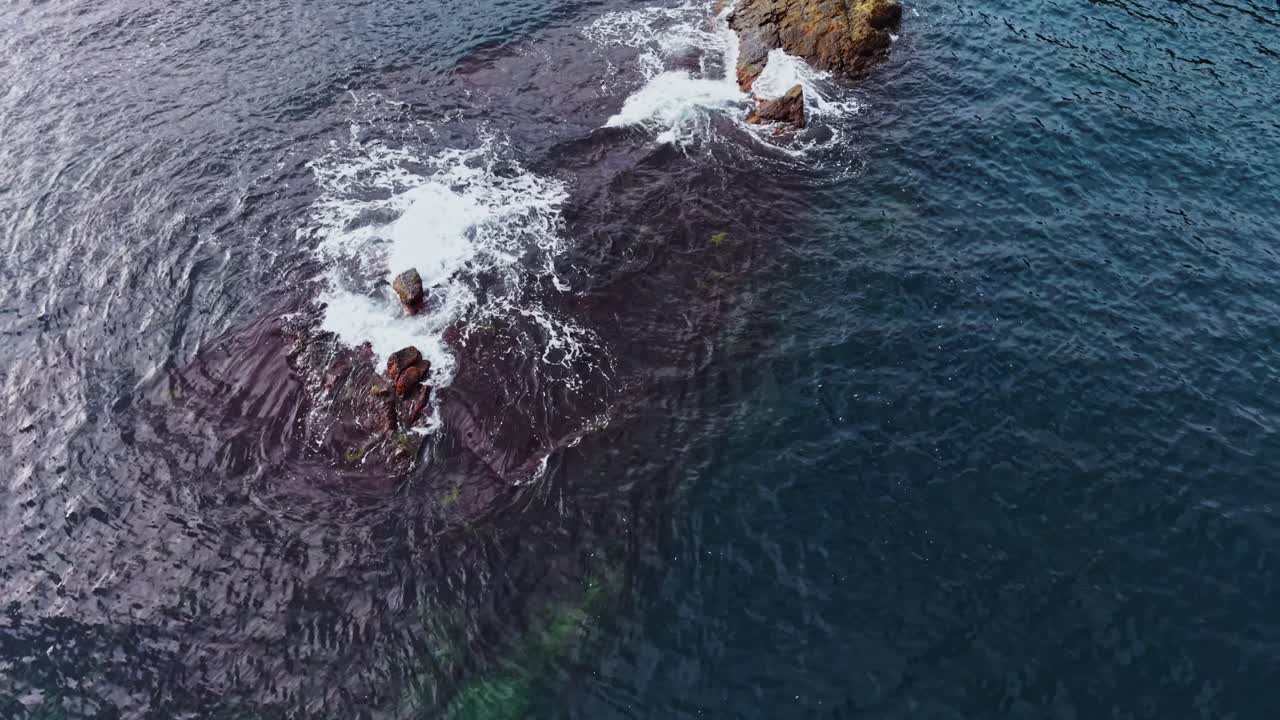 Aerial view of the rocky shoreline in Bulgaria captured by drone