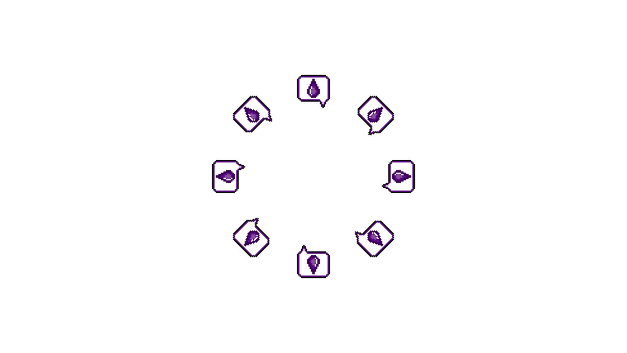 Pixel Art Speech bubble Drop Spinning Circle Animated Overlay Transparent 30fps (7)