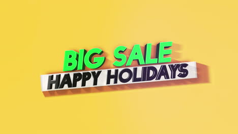 Holiday-sales-extravaganza-Happy-Holidays-banner-in-green-letters-on-yellow-background