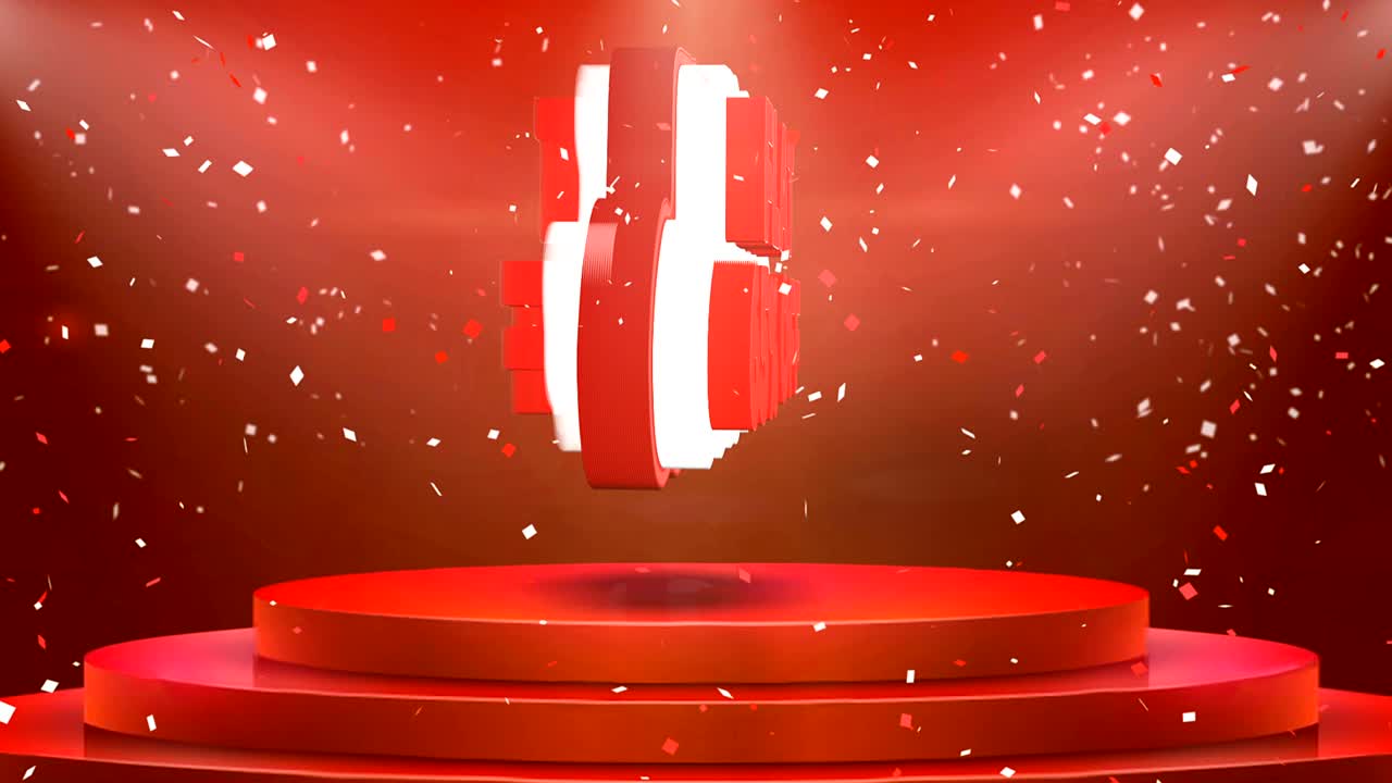 65 평평한 텍스트 애니메이션 무대 포디움 콘페티 루프 애니메이션