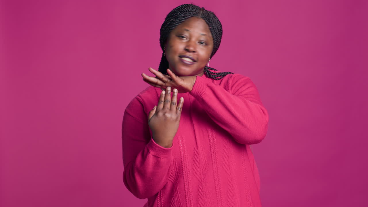 Woman Showing Timeout Sign With Hands