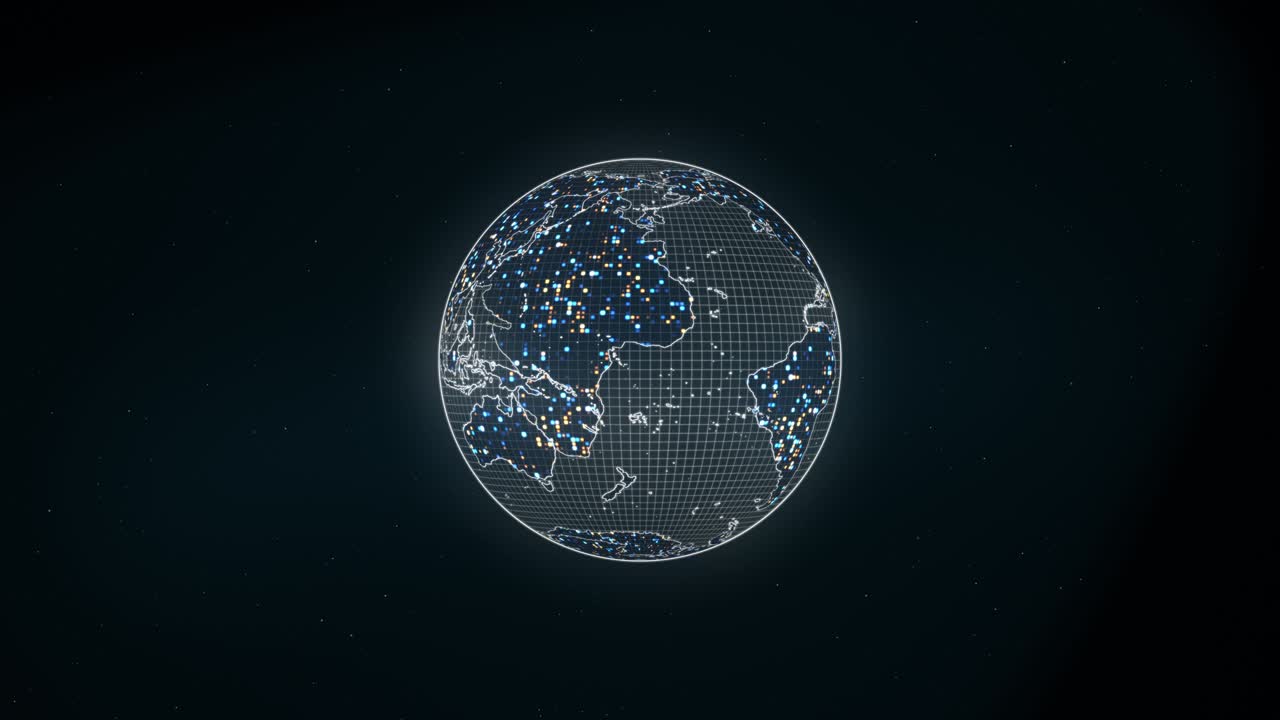 4K Technology Digital Earth World Rotation on Space Background Loop Animation. digital technology internet connection galaxy space background