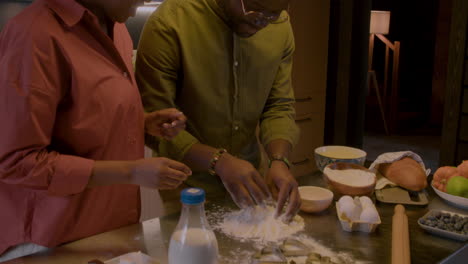 mature couple cooking in the kitchen