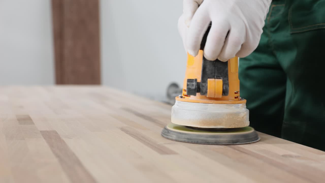Sanding a wooden surface