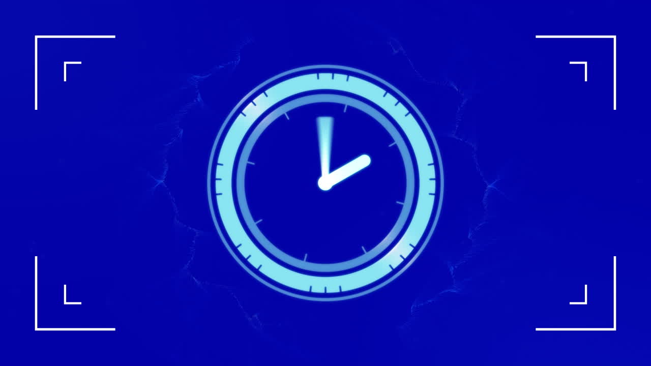 Animation of moving clock on blue background