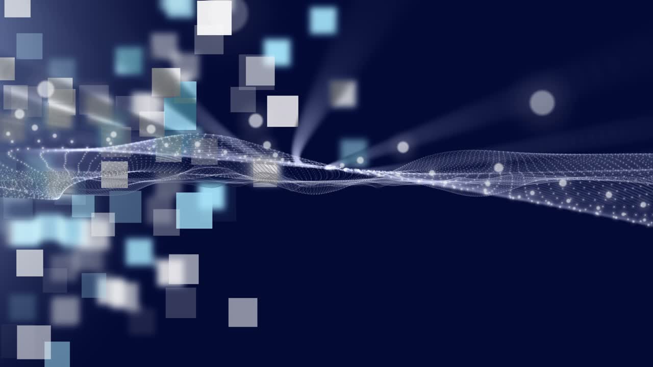 animación futurista con objeto de onda en cámara lenta en cuadrados, 4096x2304 bucle 4k