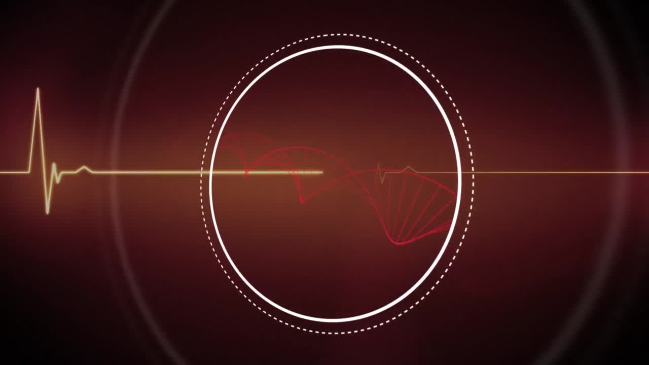 빨간색 배경 위의 과학 데이터 처리 애니메이션