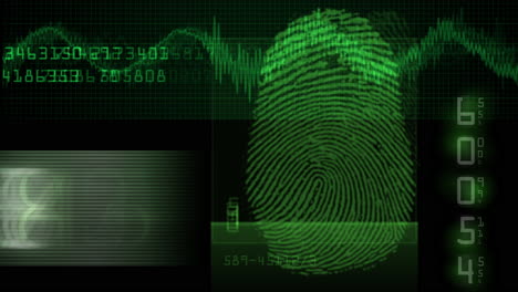 Fingerprint-data-analysis-simulation-green-screen