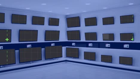 animation of rows of television sets in store with pattern on screens