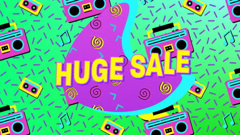 Huge-sale-graphic-on-green-background-4k