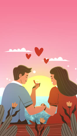 couple's engagement at sunset by the beach