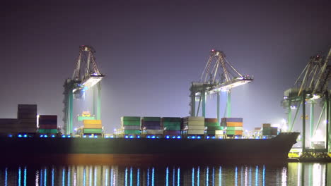 cinemagraph seamless loop of container ship at night, six seconds timelapse