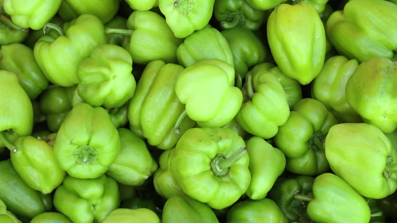 Pile of Fresh Green Sweet Peppers