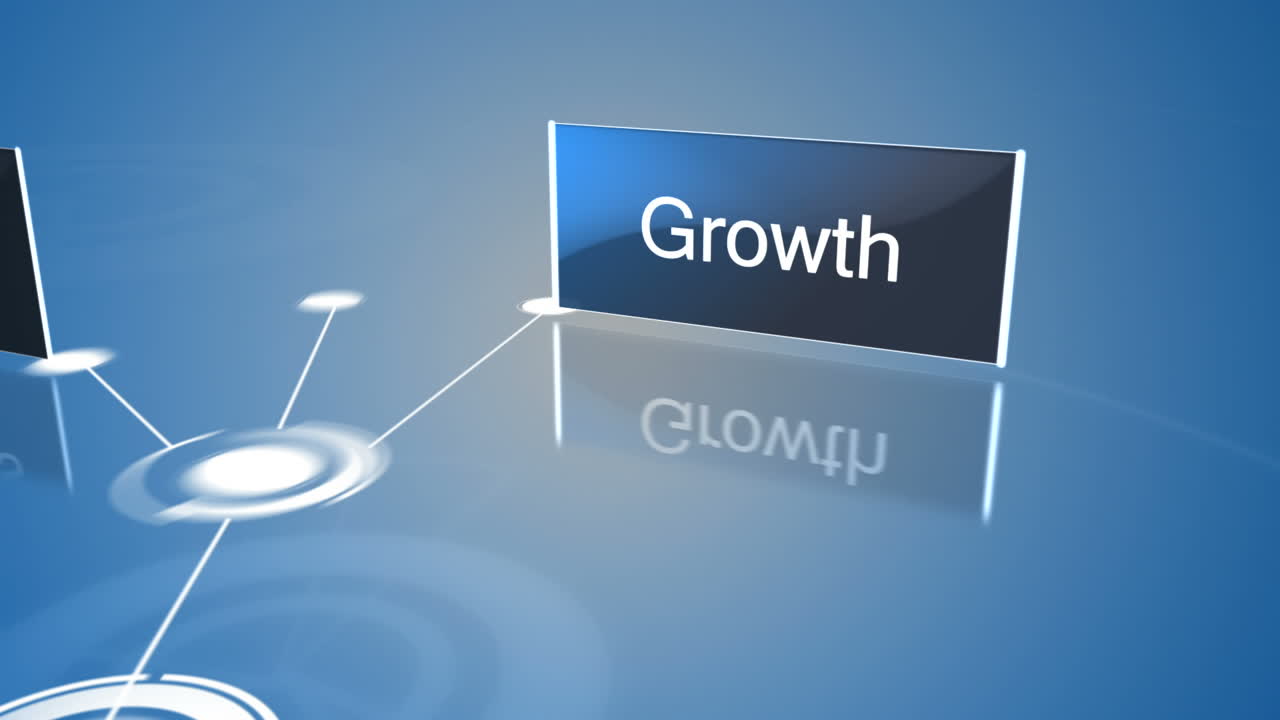 Business buzz words displayed on screens