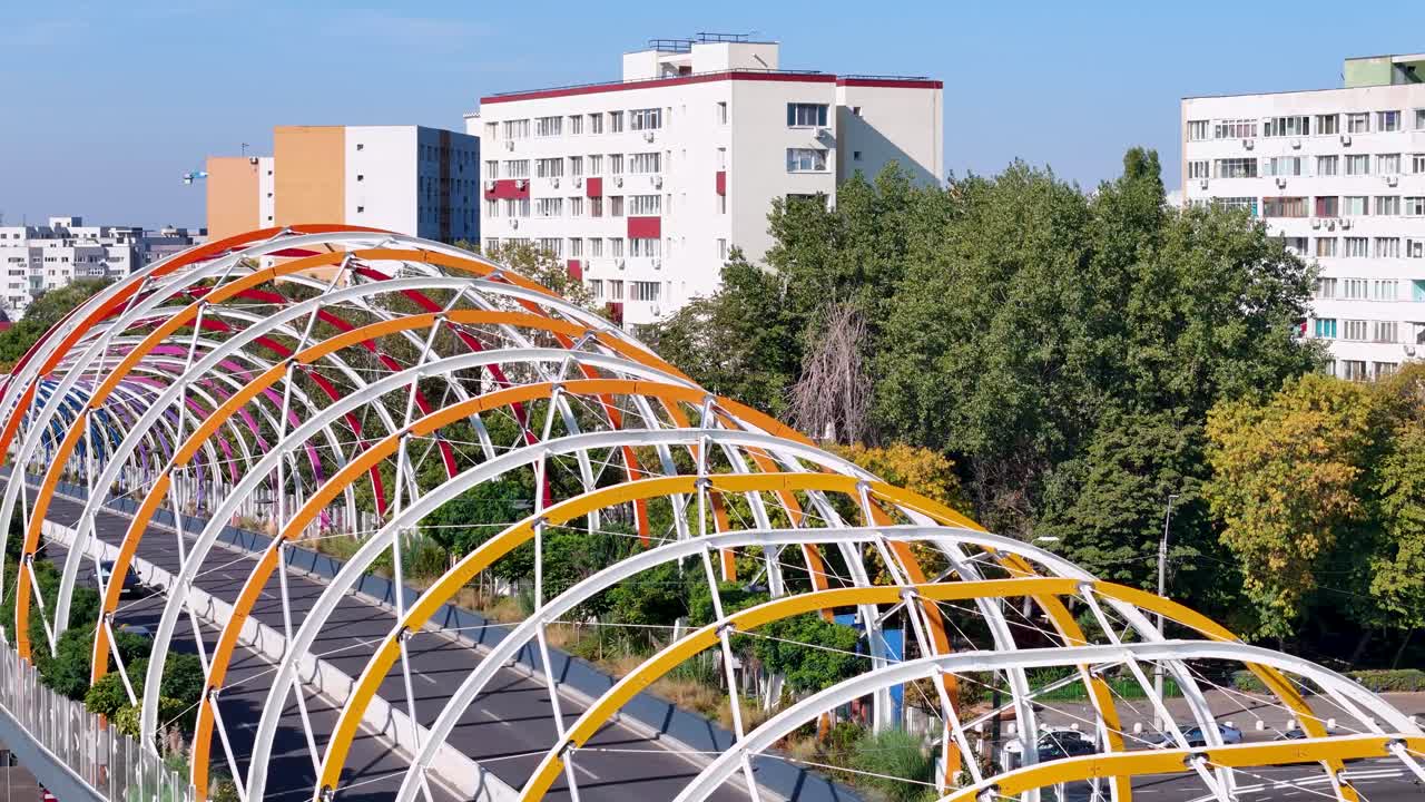 Focused Aerial View of United Europe Bridge in Sector 4, Metalurgiei Boulevard, Bucharest, Romania