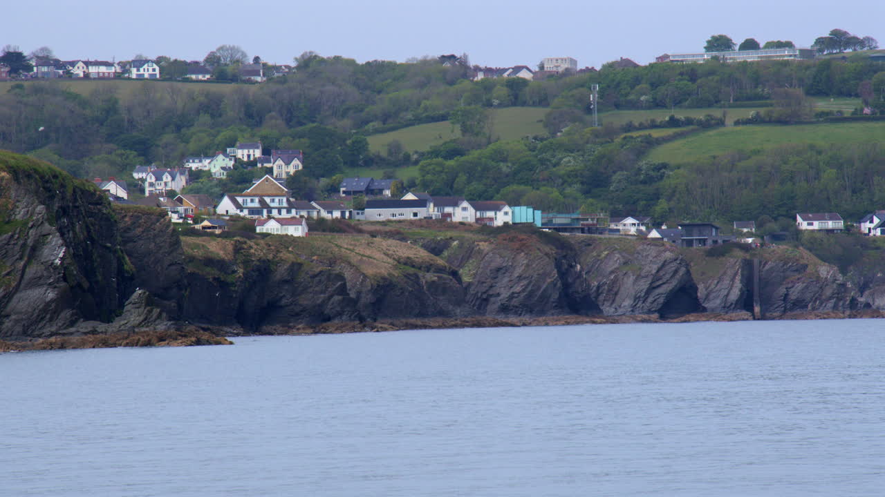Long shot of Aberporth taken from Tresaith beach