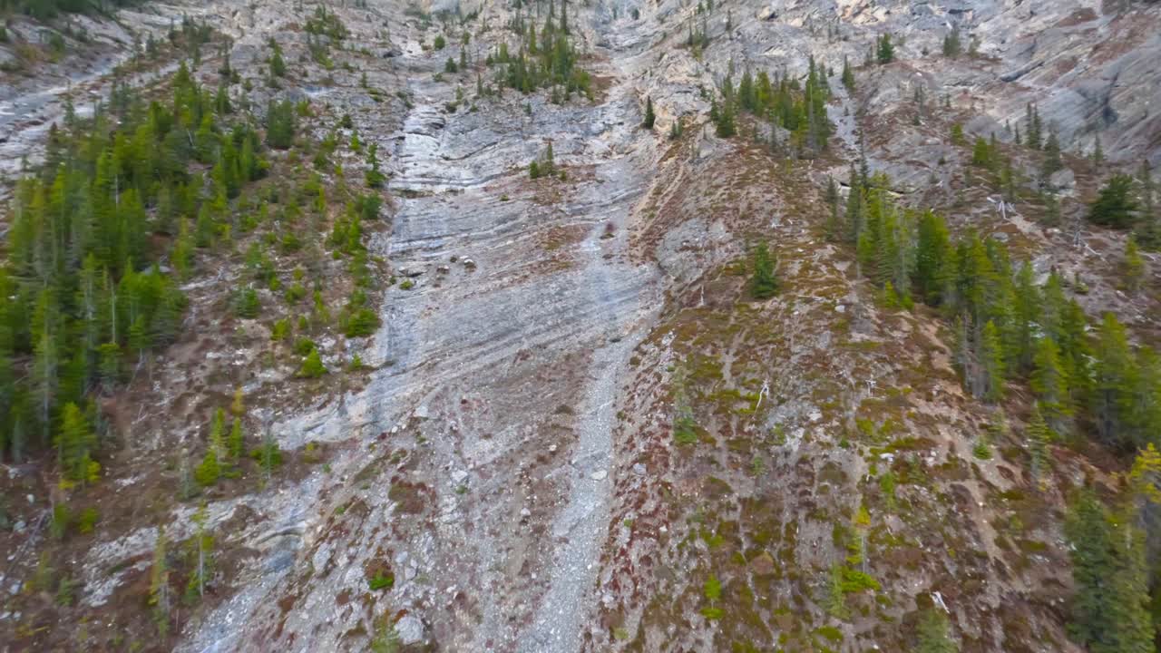 micro flyover caminata de montaña para revisar dónde ir dentro de un parque nacional canadiense por encima de la niebla en un día soleado de verano con árboles verdes en un hermoso día por encima de las nubes1-2