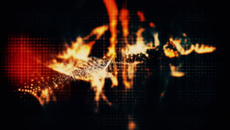 abstract digital particle energy flow on grid background