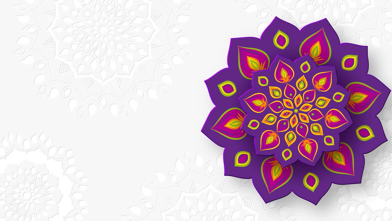 rangoli indio giratorio para el festival de las luces de diwali.