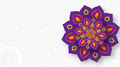 rotating indian rangoli for diwali festival of lights.